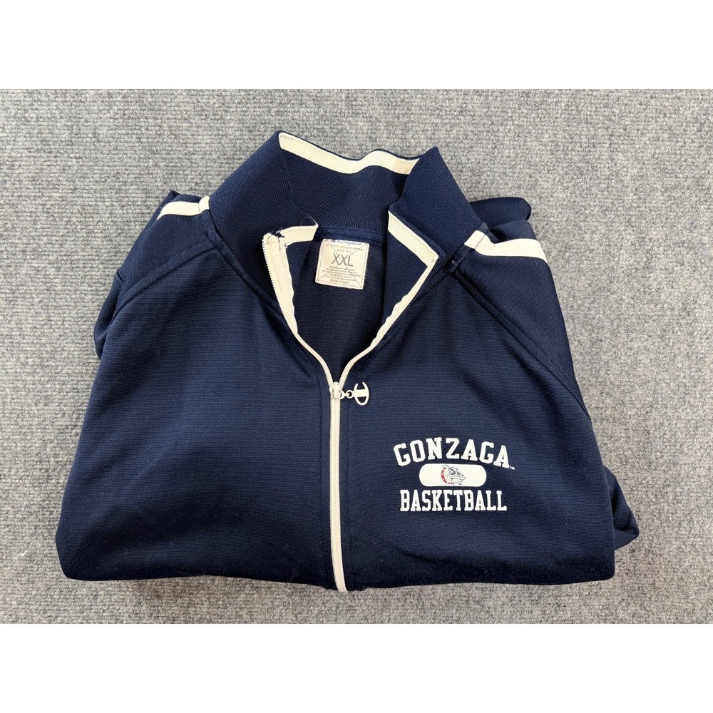 Vintage Champion Gonzaga Bulldogs Mens Track Jacket Full Zip XXL Navy Basketball